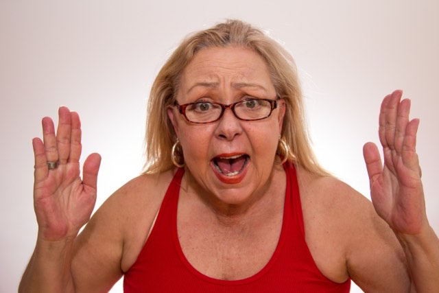 驚く女性、外人、白人、OMG