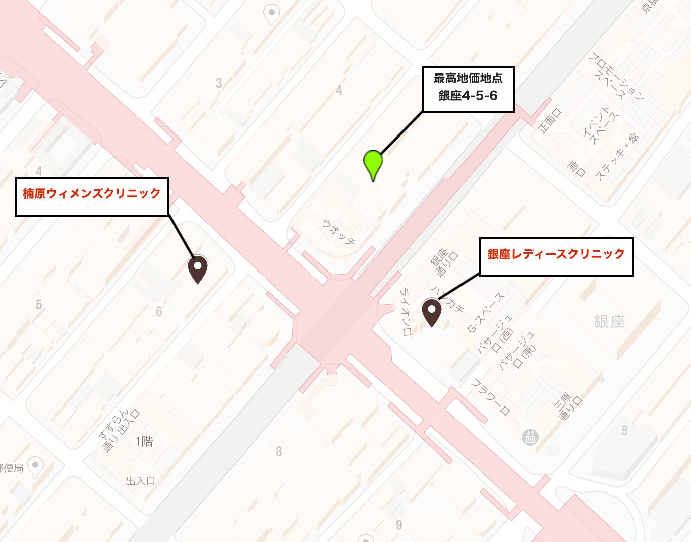 銀座4丁目クリニック分布